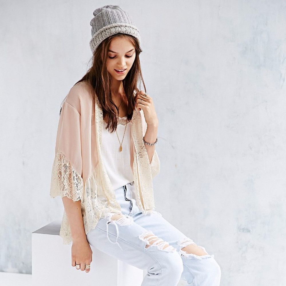 Pins + Needles lace inset Chiffon Kimono Jacket
